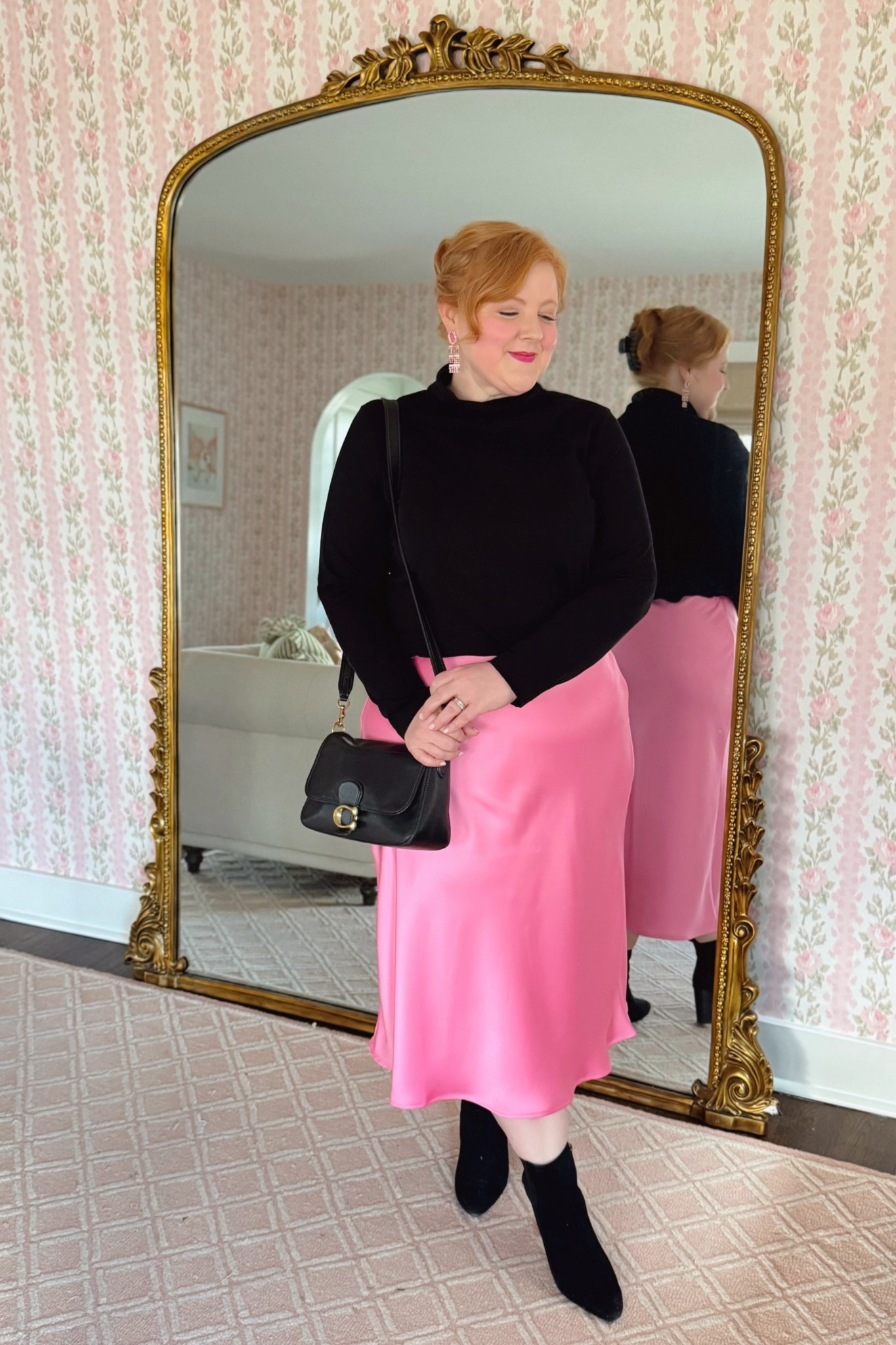 Outfit Details:
Turtleneck size 16/18 @ullapopkenusa
Earrings (old) @kendrascott 
Soft Tabby Bag @coach
Skirt size 12/14 @ullapopkenusa 
Boots @nordstrom

#LTKootd #LTKMidsize #LTKPlusSize