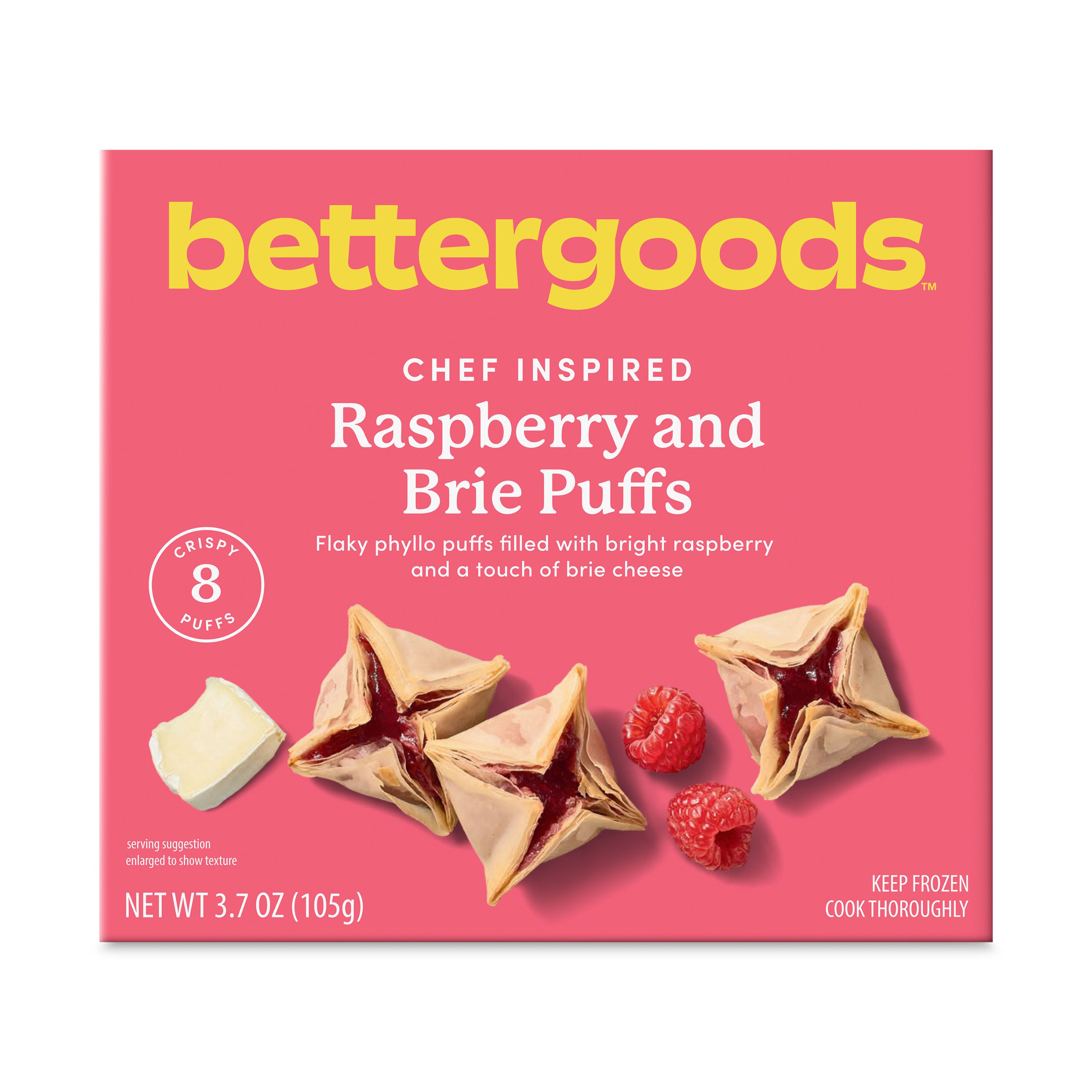 bettergoods Raspberry and Brie Puffs, 3.7 oz, 8 Count (Frozen) | Walmart (US)