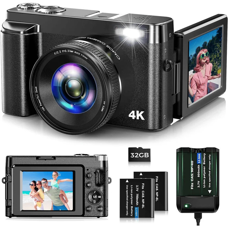 Digital Camera 4K 48MP Vlogging Camera for Youtube Autofocus 16X Digital Zoom Video Cameras with ... | Walmart (US)