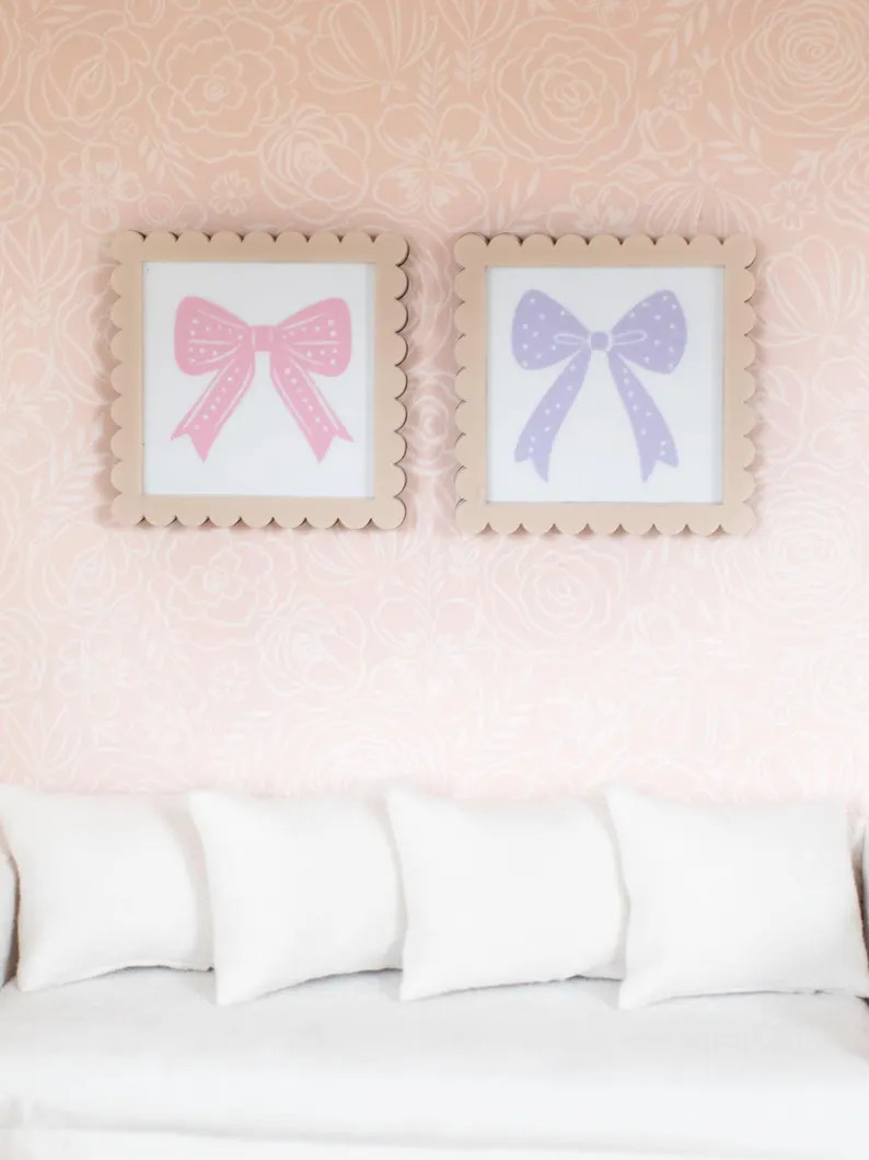 Dainty Bow Collection | Wall Art Decor | Pink Purple | Macy Mae 1:12 Scale Miniature Dollhouse Ac... | Etsy (US)