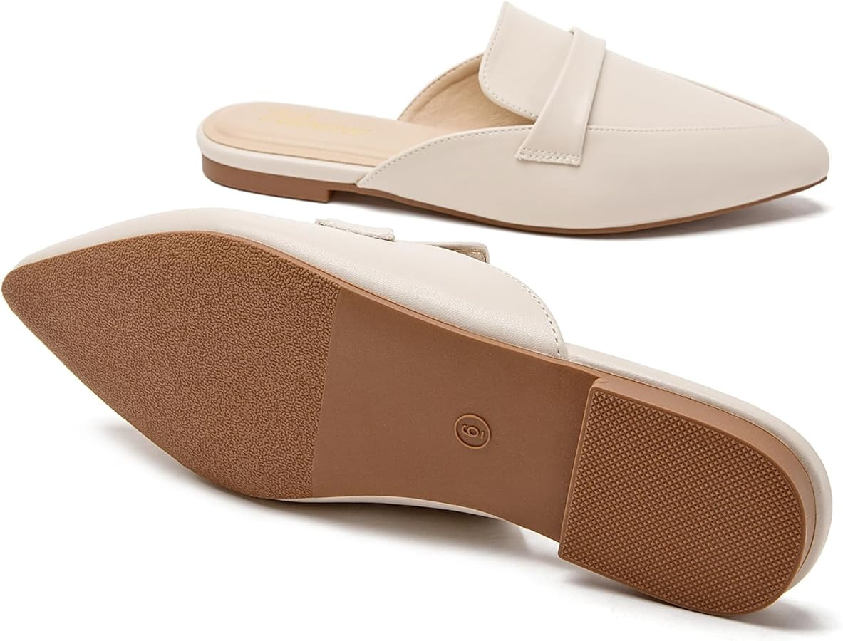 Tilocow Slip On Mules for Women Open Back Closed Pointed Toe Flats Womens Business Work Shoes Fla... | Amazon (US)