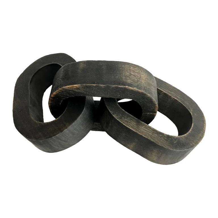 Deco Azul Black Wood Chain Link Decor, Book Shelf Decor, Decorative Objects, Wooden Chain Link De... | Walmart (US)