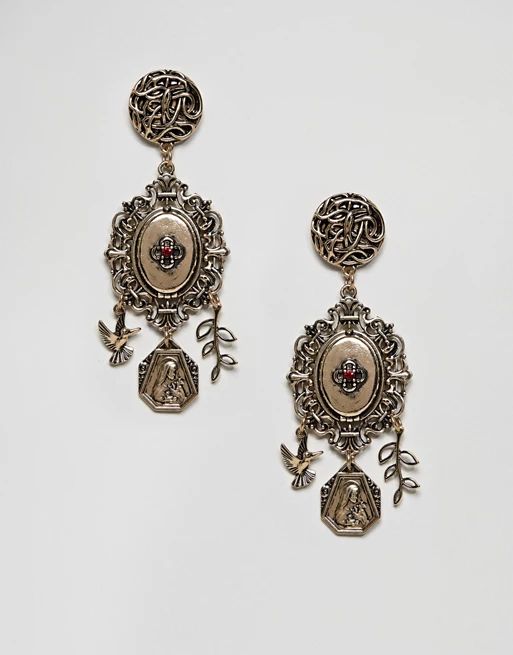 ASOS DESIGN vintage style romantic icon pendant earrings | ASOS US