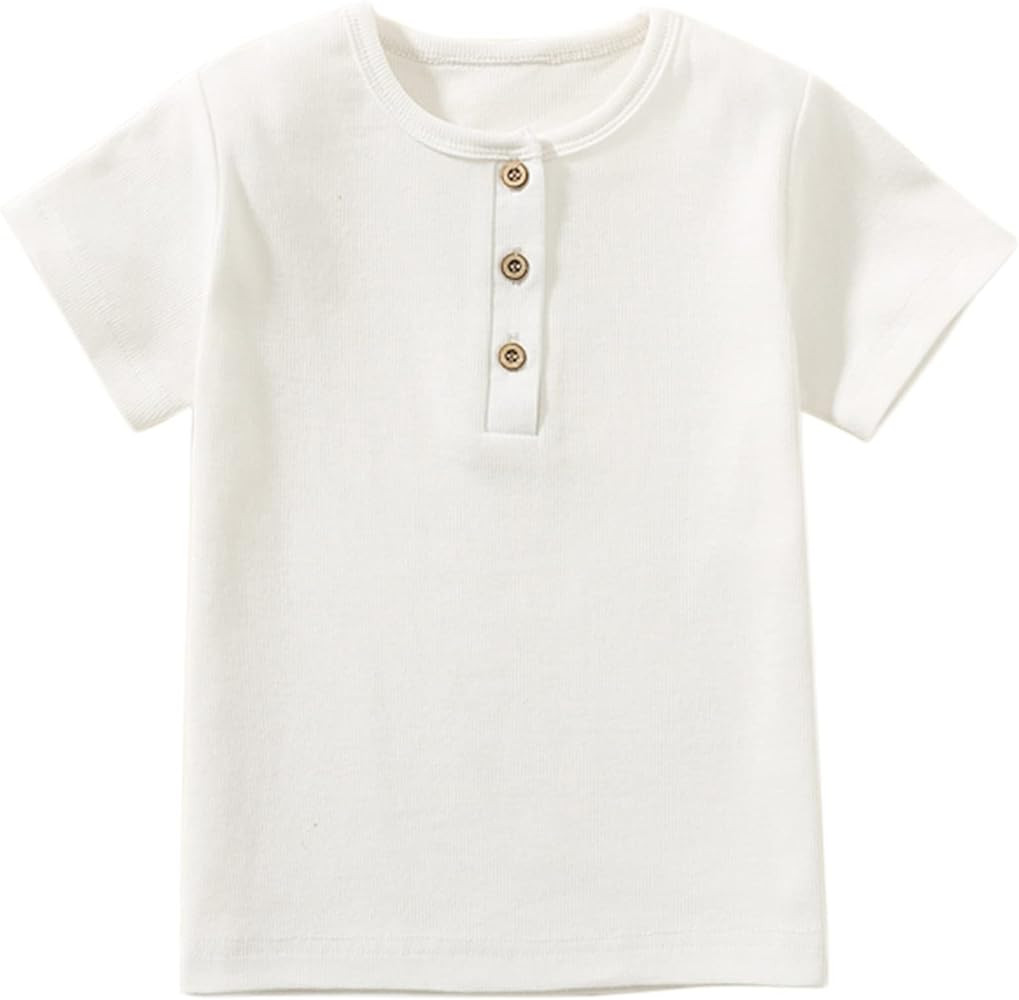 Toddler Short Sleeve Henley Shirt Boys Ribbed T-Shirt | Amazon (US)