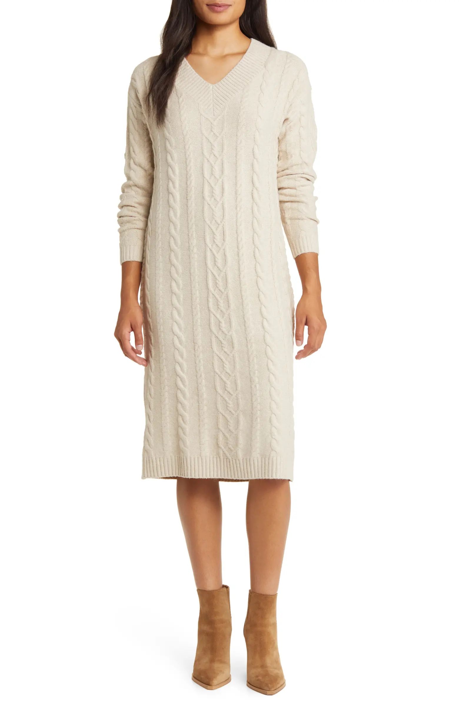 Long Sleeve Cable Stitch Sweater Dress | Nordstrom