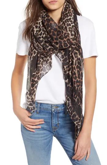 Women's Bp. Leopard Print Oblong Scarf, Size One Size - Brown | Nordstrom