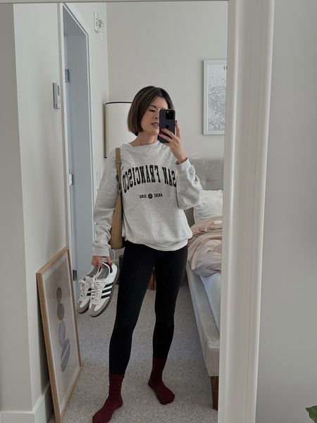 Sweatshirt: Anine Bing xs
Leggings: Lulu Align
Socks: Amazon

