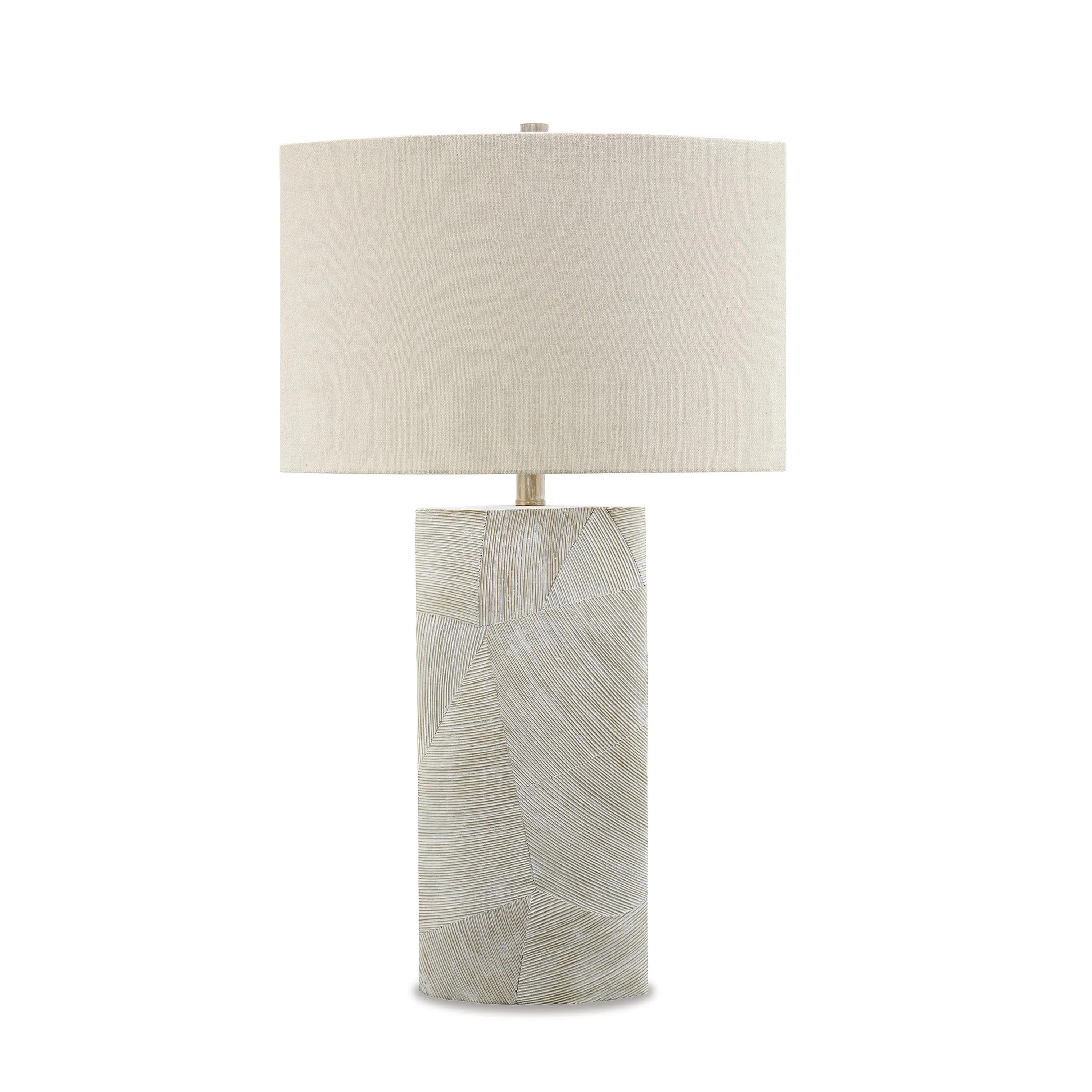 Bard 30 Inch Table Lamp, Accent Cylindrical Base, Ivory Oval Fabric Shade | Wayfair North America