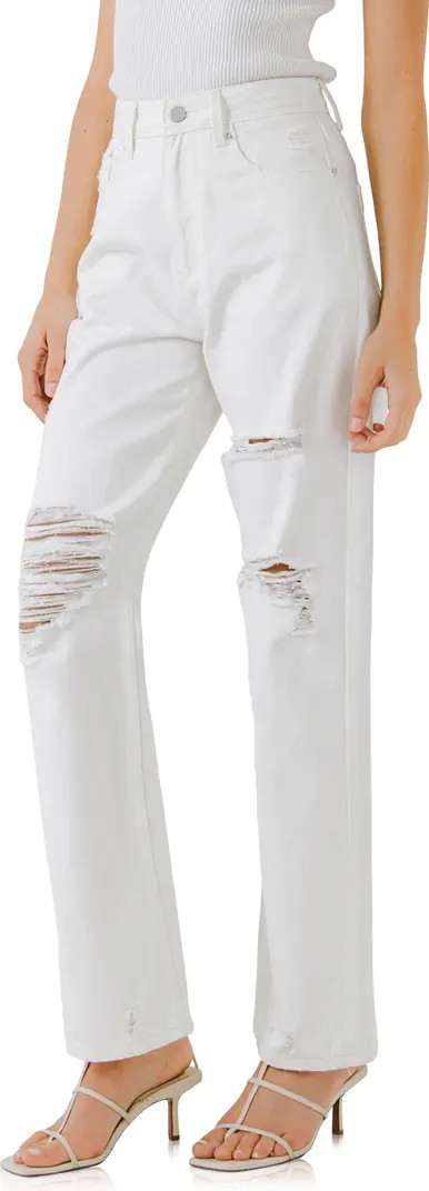 Destroyed Straight Leg Jeans | Nordstrom