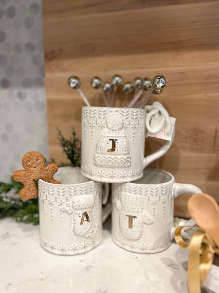 Christmas decor for the kitchen. This cute little hot chocolate bar with neutral Christmas initial mugs 

#LTKhome #LTKHoliday