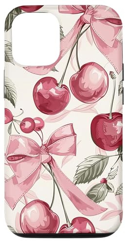 iPhone 15 Pro Cherry Pink Bow Coquette Cute Soft Girl Aesthetic Case | Amazon (US)