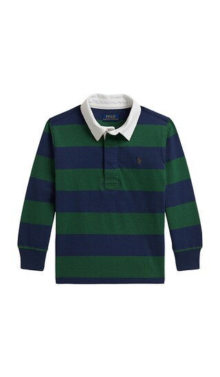 Polo Ralph Lauren Kids Long-sleeve Cotton Jersey Striped Rugby Shirt in Green. - size 4 | Revolve Clothing (Global)