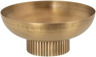 Kate and Laurel Rooks Ribbed Decorative Metal Bowl; 12 Inch Diameter; Brass; Modern Raised Fruit ... | Amazon (US)