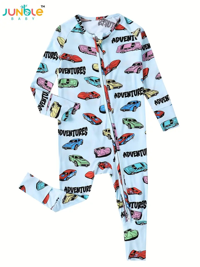 Baby's Colorful Retro Car Full Print Bamboo Fiber Bodysuit, Casual Long Sleeve Romper, Toddler & ... | Temu Affiliate Program