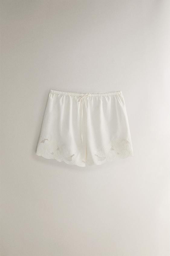 EMBROIDERED COTTON SHORTS | Zara UK
