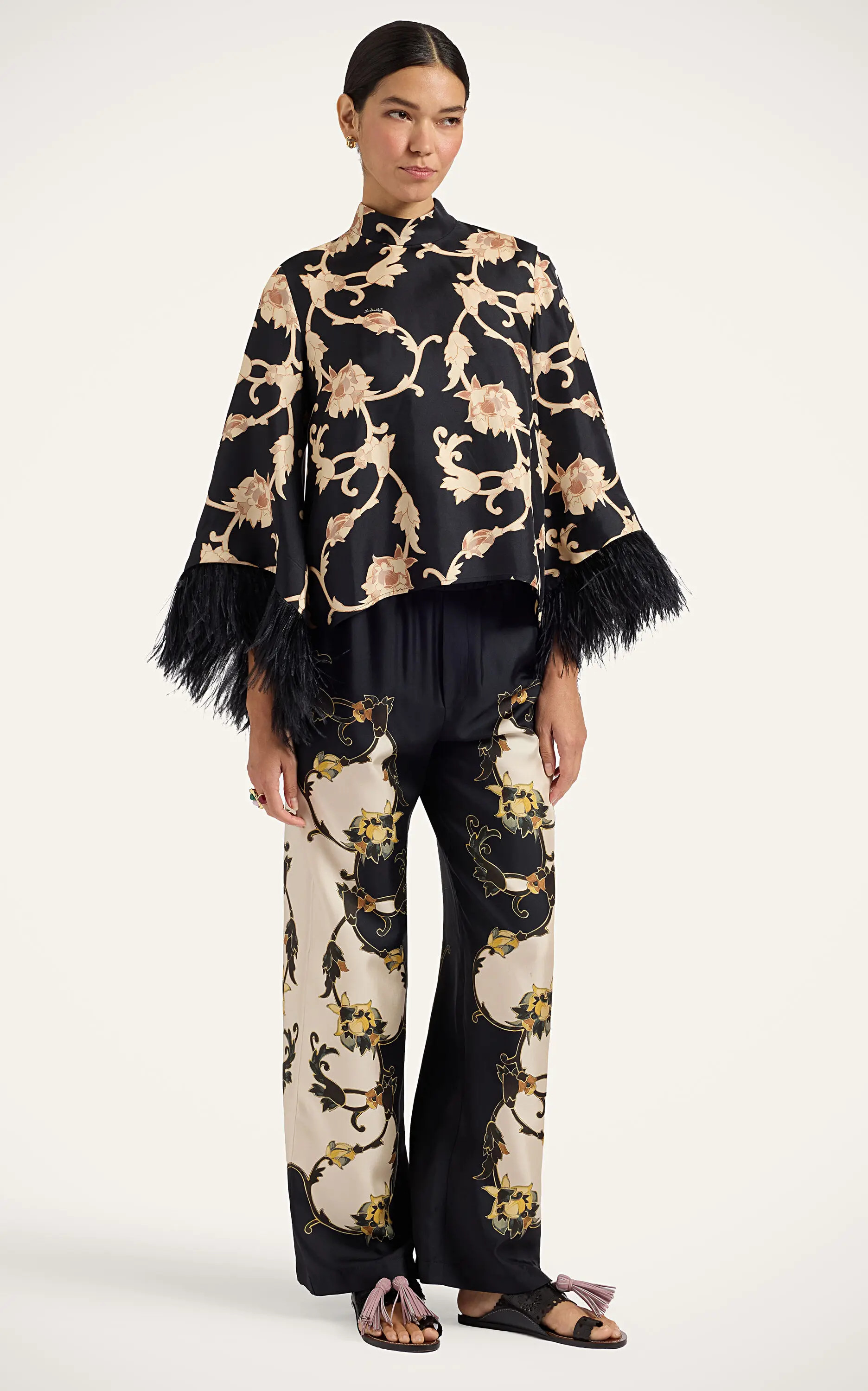La DoubleJ Club Pants in Buttercup Placée Black at Nordstrom, Size Large | Nordstrom