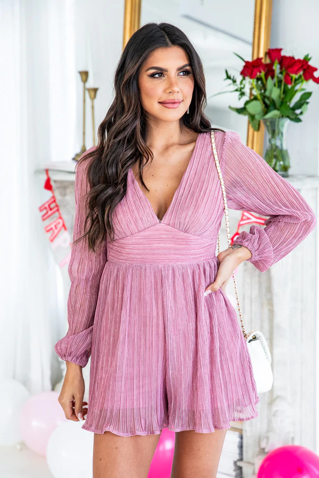 Sweet Nothings Mauve Metallic Romper | Pink Lily