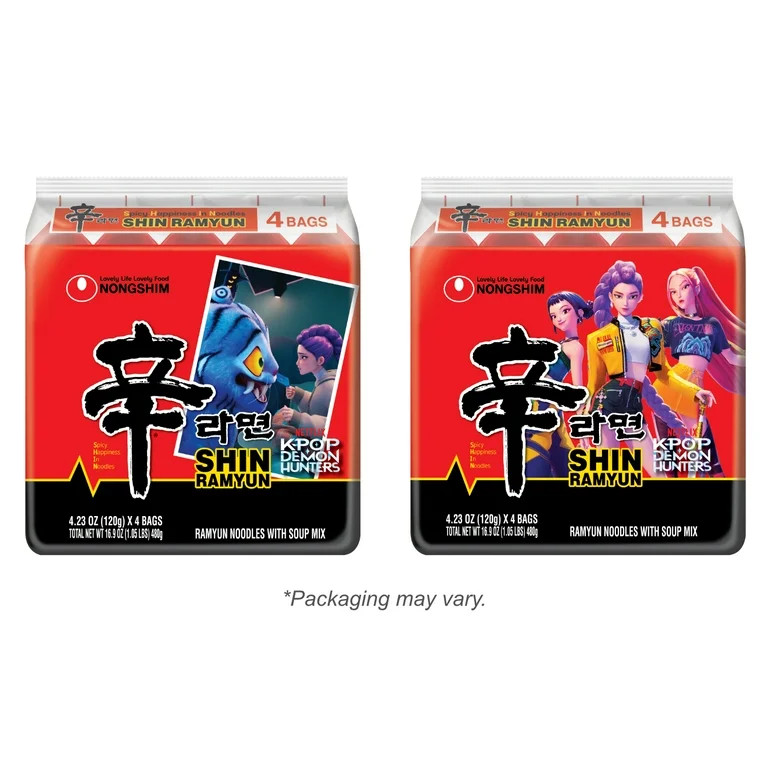 Nongshim Shin Ramyun Spicy Beef Ramen Noodle Soup Pack, 4.2 oz X 4, Shelf-Stable | Walmart (US)