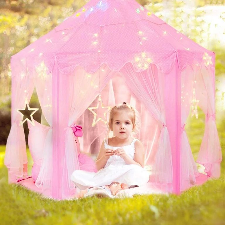 Princess Tent Girls Large Playhouse Kids Castle Play Tent with Star Lights Toy for Children Indoo... | Walmart (US)