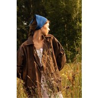 Crochet Mesh Headscarf in Blue, Kerchief Knitted, Headscarf Cotton, Summer Headscarf | Etsy (US)