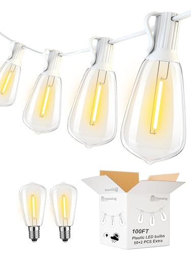 DAMAING LED Outdoor String Lights 100FT Patio Lights with 52 Shatterproof Edison Bulbs,Dimmable Hanging Lights,Waterproof String Lights for Outside Wedding,Bistro,Porch,Backyard,2200K | Amazon (US)