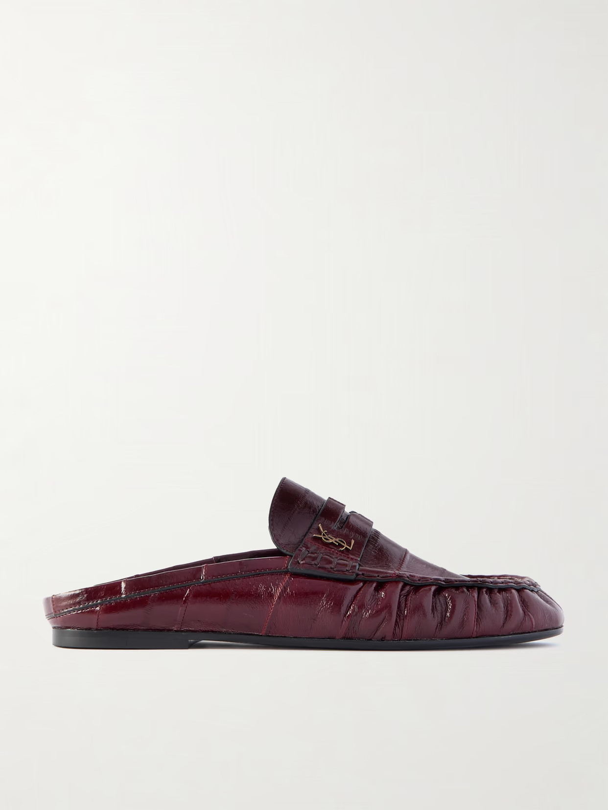 SAINT LAURENT - Le Loafer Eel Slippers - Burgundy | NET-A-PORTER (US)