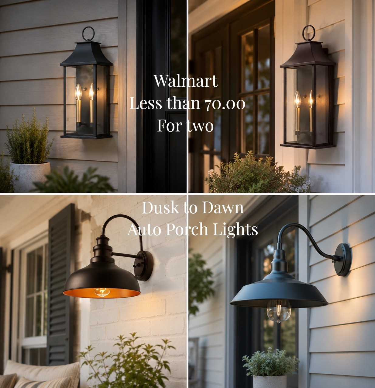 Finally updating the back porch lights and I kept coming back to these styles 🤎

I already have the top two lantern lights and genuinely love them. They’ve held up so well, look far more expensive than they are, and completely changed the feel of our porch at night. I was specifically looking for an automatic dusk-to-dawn feature for the back porch this time, and found the two bottom options with amazing reviews and such affordable pricing.

Now I can’t decide which direction to go 😍 @Walmart has been so good lately for outdoor lighting finds.

Follow for more cozy home finds, simple upgrades, and outdoor decor ideas ✨
#LTKPatio
#LTKHome #WalmartFinds #OutdoorLighting #FrontPorchDecor
#HomeDecorFinds

#LTKSeasonal #LTKSaleAlert