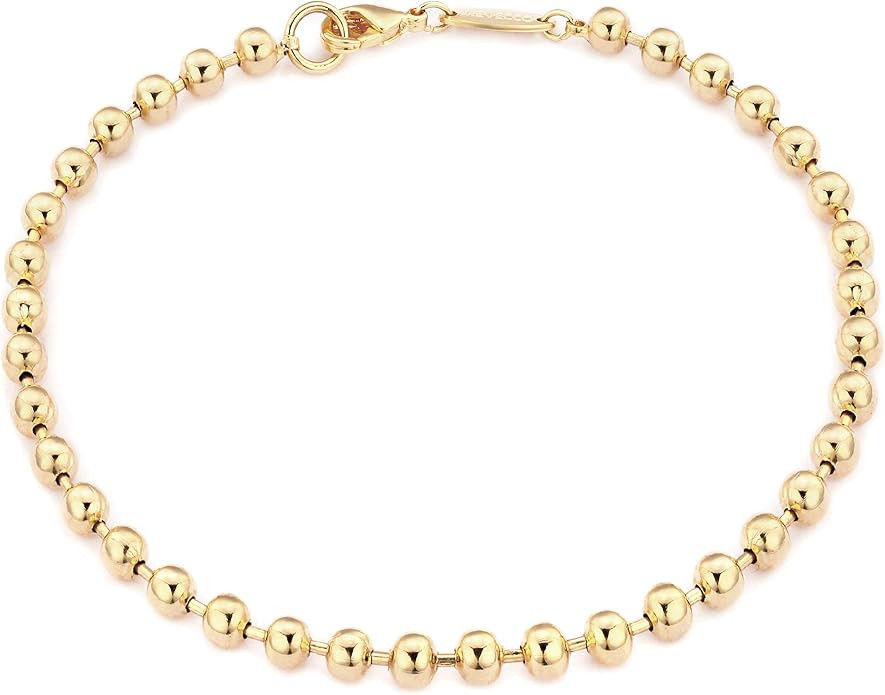 Mevecco Gold Beaded Bracelets,18K Gold Plated Handmade Cute Satellite Diamond Cut Oval and Round ... | Amazon (US)
