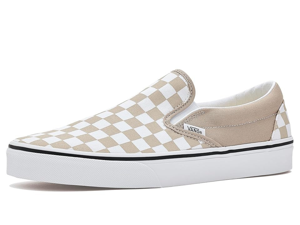 Vans Classic Slip-On Checkerboard Athletic Shoes Color Theory Checkerboard Mushroom : Men's 9.5 - Women's 11 Medium, Canvas | Zappos