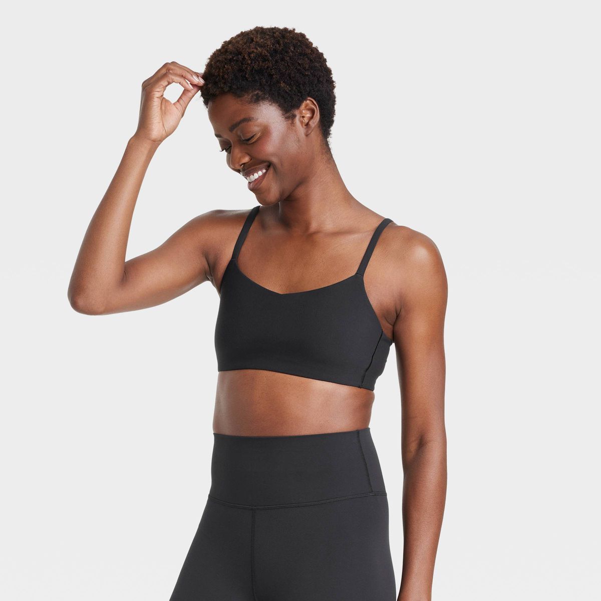 Women's Everyday Soft Light Support Strappy Sports Bra - All In Motion™ Black XS | Target