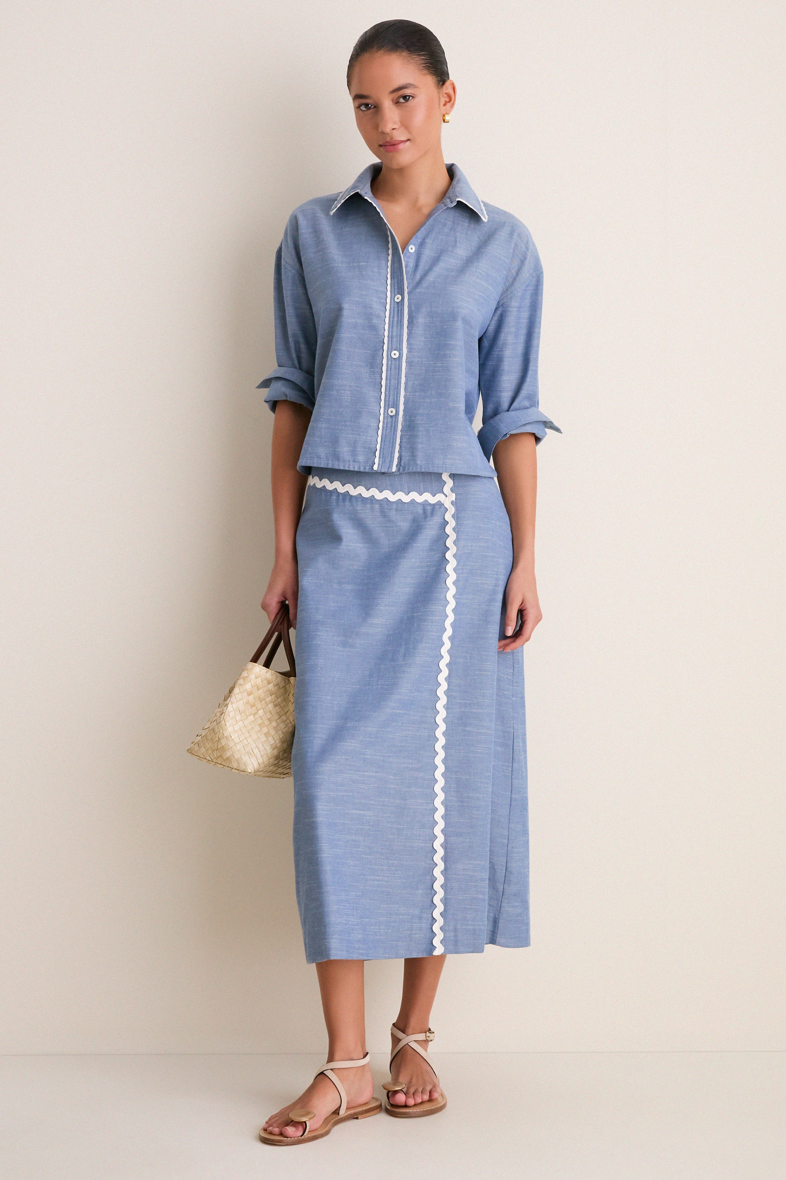 Chambray Ric Rac Marcy Maxi Skirt | Tuckernuck (US)