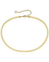 14K Gold / Silver Plated Chain Choker Necklace 5MM Flat Snake Chain Herringbone Necklace Thick Ch... | Amazon (US)