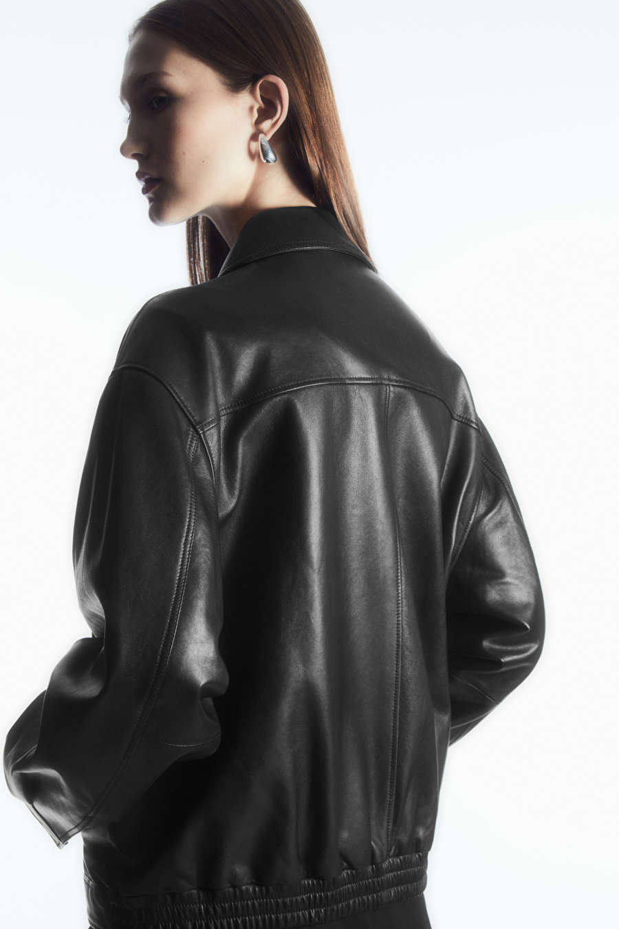 OVERSIZED COLLARED LEATHER JACKET | COS UK