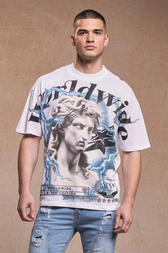 Oversized Renaissance Over Seams T-shirt | boohooMAN (US & Canada)
