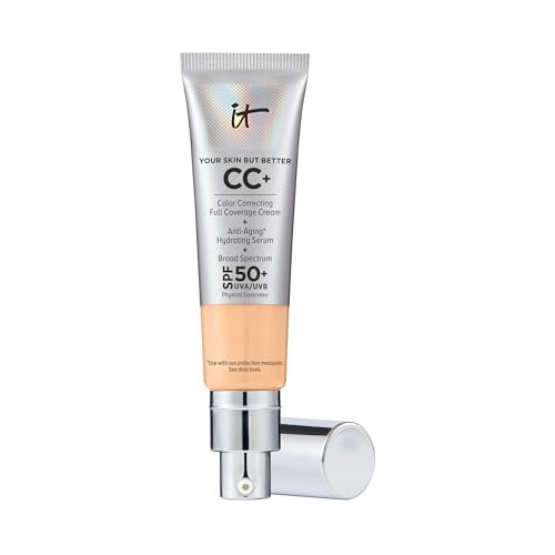 IT Cosmetics Your Skin But Better CC+ Cream, Light Medium Warm - Color Correcting Cream, Full-Coverage Foundation, Hydrating Serum & SPF 50+ Sunscreen - Natural Finish - 1.08 fl oz | Amazon (US)