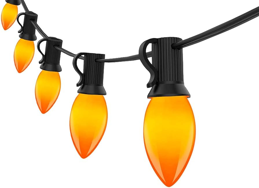 C9 LED Orange Halloween Lights, 25FT Halloween C9 String Lights with 27 Orange LED Bulbs, Hanging... | Amazon (US)