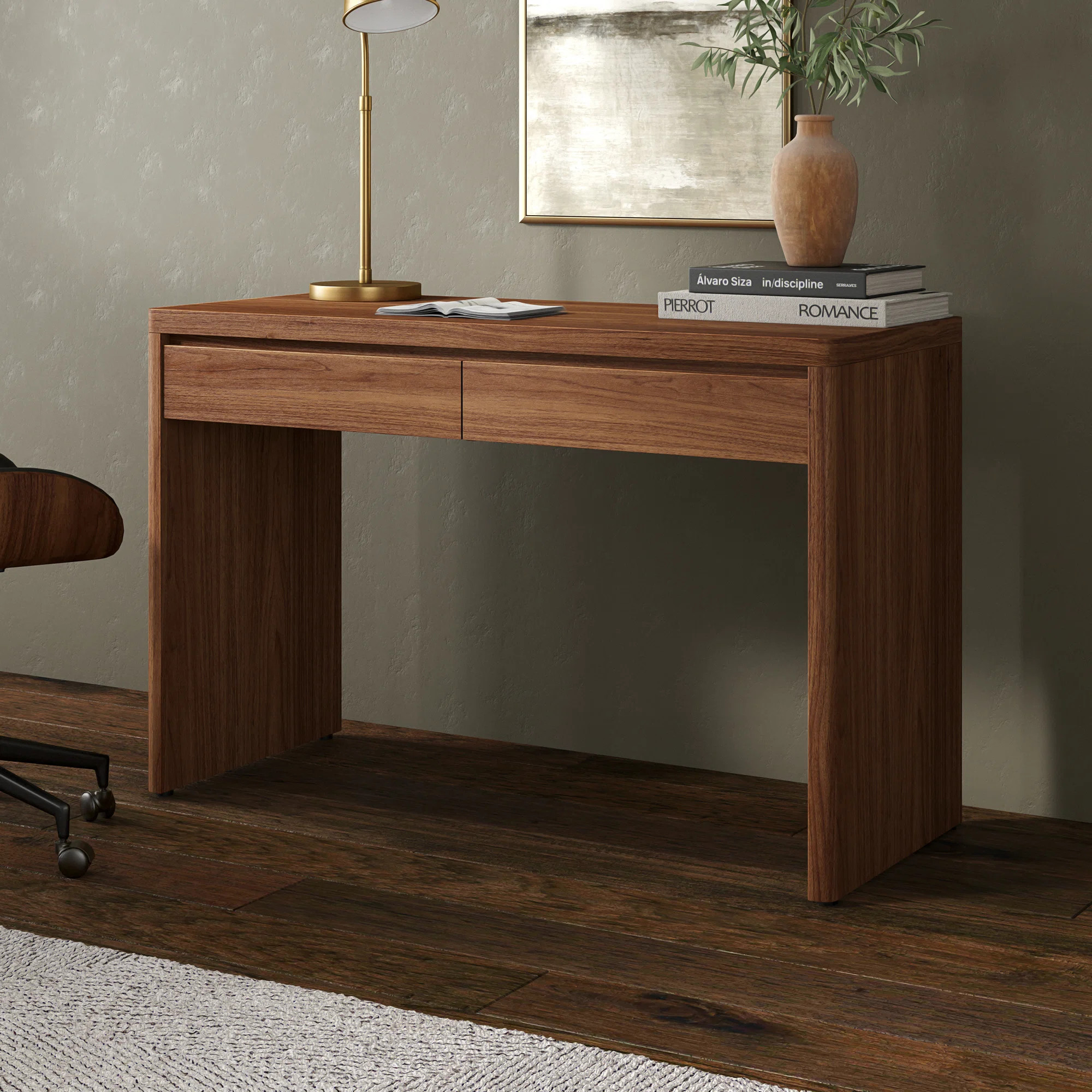 Deroche 48" Wide Rectangular Desk in Satin Walnut | Wayfair North America