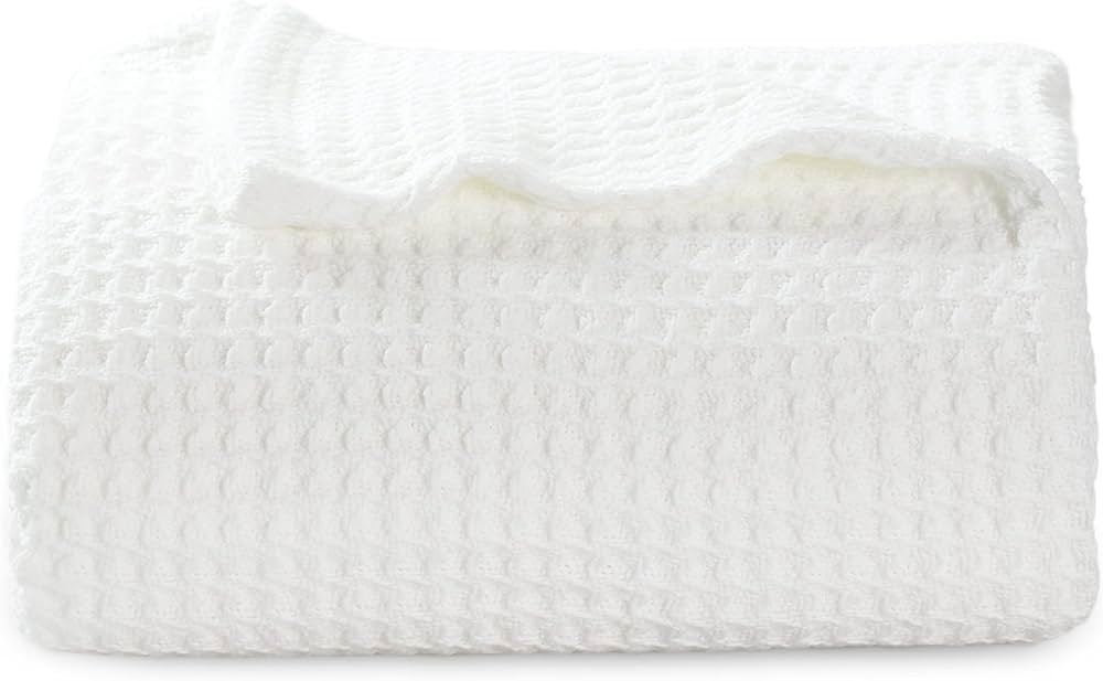 Bedsure 100% Cotton Throw Blankets for Couch - 405GSM Waffle Weave Blankets for Summer, Cozy and ... | Amazon (US)
