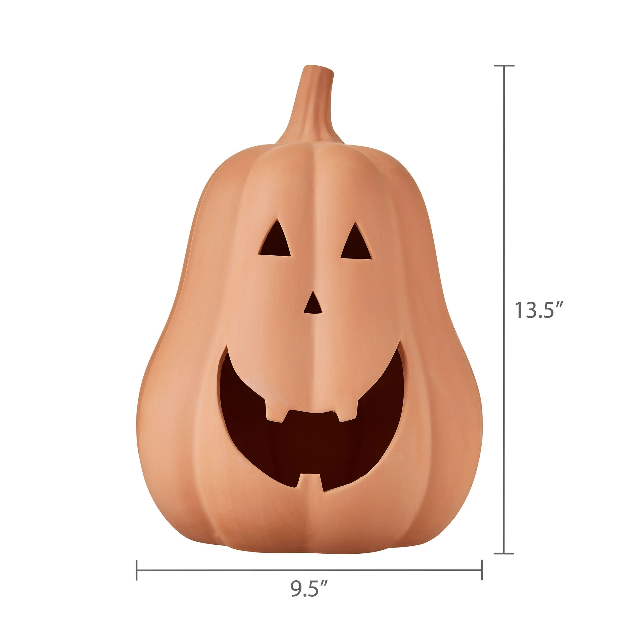 Clay Jack-o'-Lantern Tabletop Fall Halloween Decor, Brown, 13", by Way To Celebrate | Walmart (US)