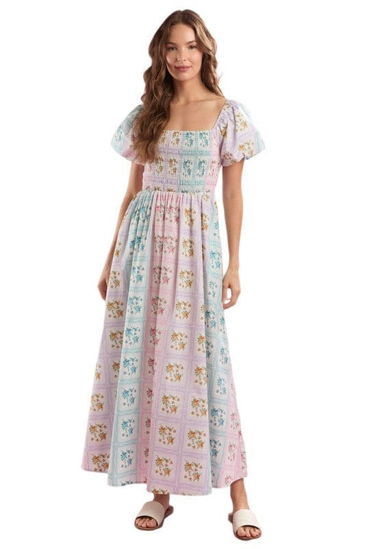Pastel floral print smocked dress | Mulberry & King