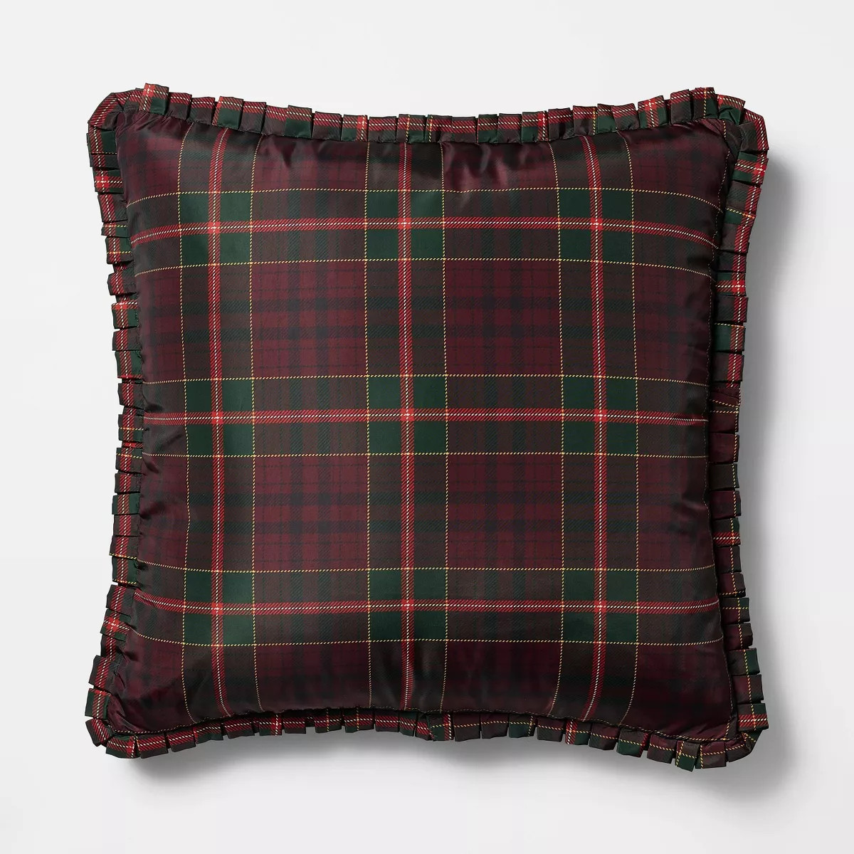24"x24" Oversized Burgundy Tartan Taffeta Ruffle Pillow - Threshold\u2122 designed with Studio Mc... | Target