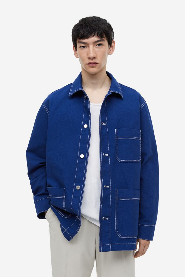 Regular Fit Cotton Canvas Shacket - Denim blue - Men | H&M US | H&M (US + CA)