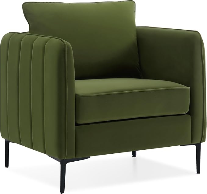 Olive Green Accent Chairs for Living Room, Modern Upholstered Accent Chair Comfy Velvet Armchair ... | Amazon (US)