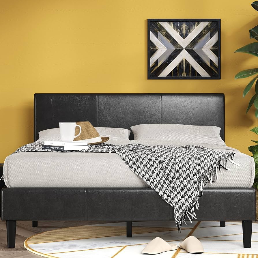 ZINUS Jade Faux Leather Upholstered Platform Bed Frame, Mattress Foundation with Wood Slat Suppor... | Amazon (US)