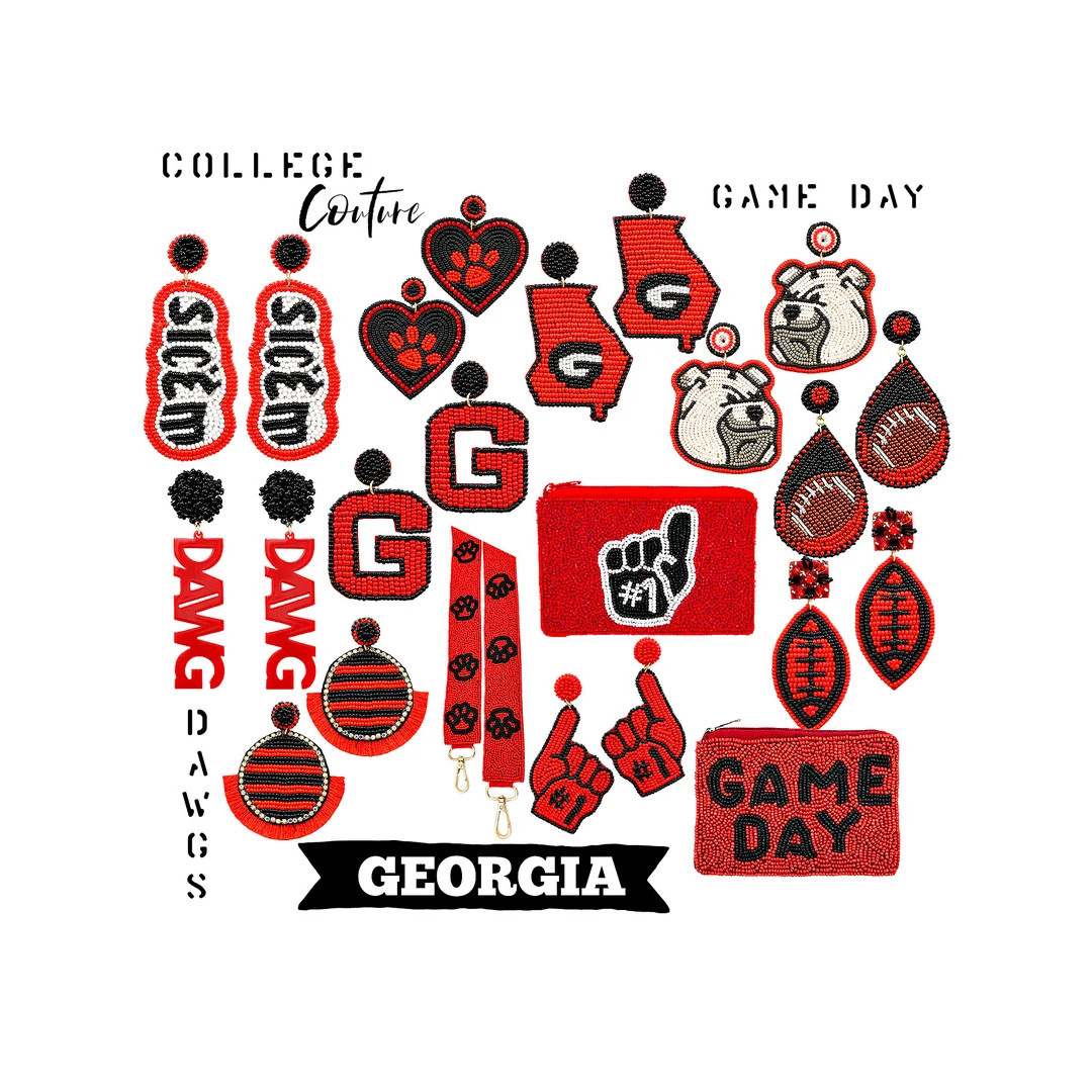 GEORGIA College Football Bulldog Beaded Game Day Sports Earrings Clutch Pouch Strap | Etsy (US)