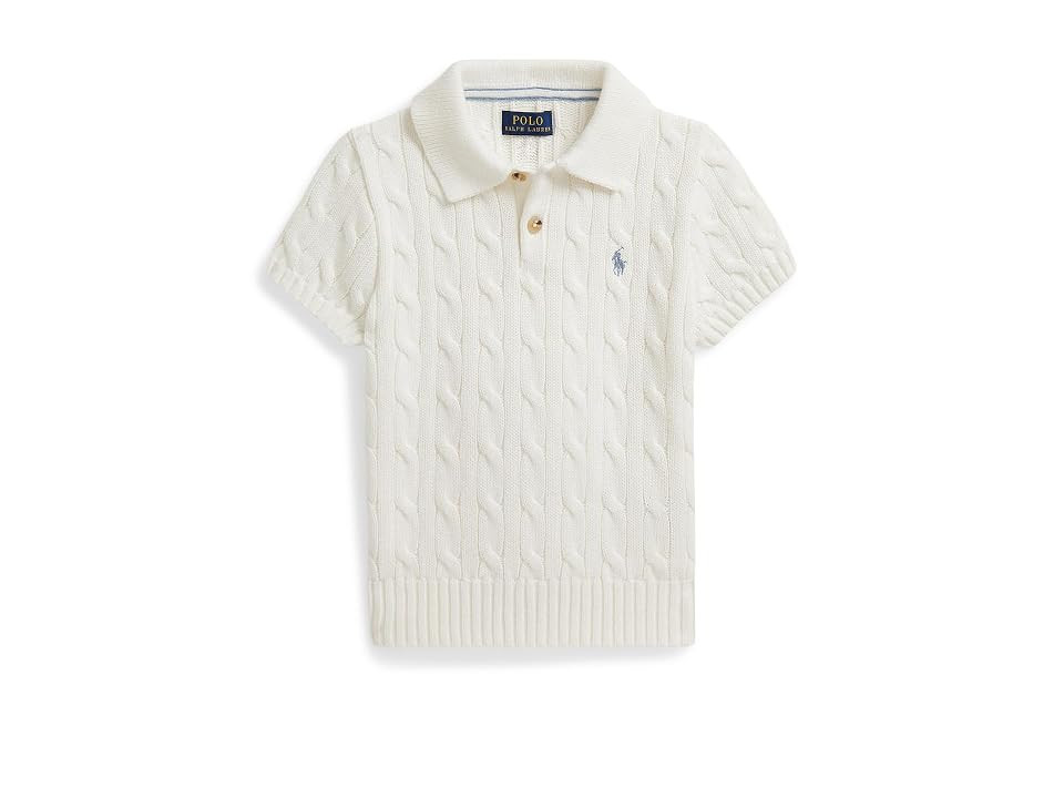 Polo Ralph Lauren Kids Cable-knit Cotton Polo Sweater (Toddler/Little Kid) Boy's Sweater Deckwash White : 7 Little Kid | Zappos