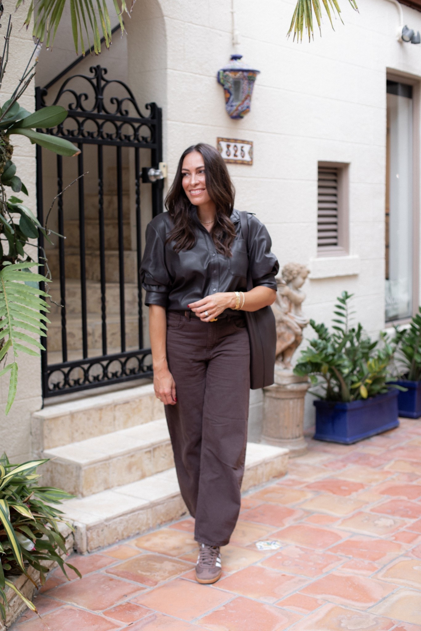 Chocolate brown leather shirt and brown jeans. 

Top is @brochuwalker and so chic.

Sized up one in the shirt for more drape. 

#LTKOver40 #LTKStyleTip #LTKSeasonal