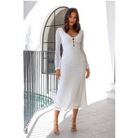 Rooftop Soirée Long Sleeve Midi Dress White | Hello Molly (US)