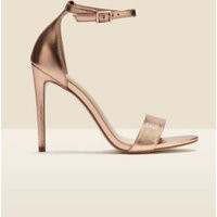 Sosandar Womens Leather Ankle Strap Stiletto Open Toe Heels - 4 - Gold, Gold | Marks & Spencer (UK)