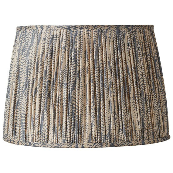Elemeri Pleated Silk Lampshade 13.5in - Heron Blue | OKA Direct (UK)